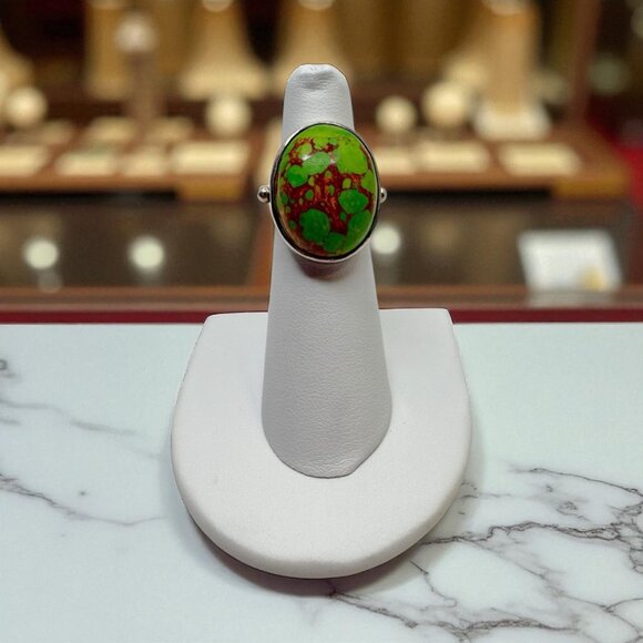 Mojave Green Turquoise Sterling Silver Ring Size 5 Handcrafted - Picture 1 of 11